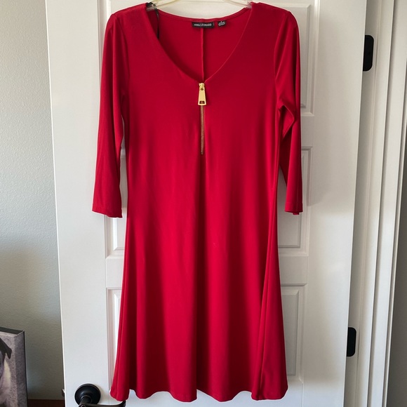 Women’s Quarter Length Sleeves Red Business Professional Dress - Picture 1 of 3